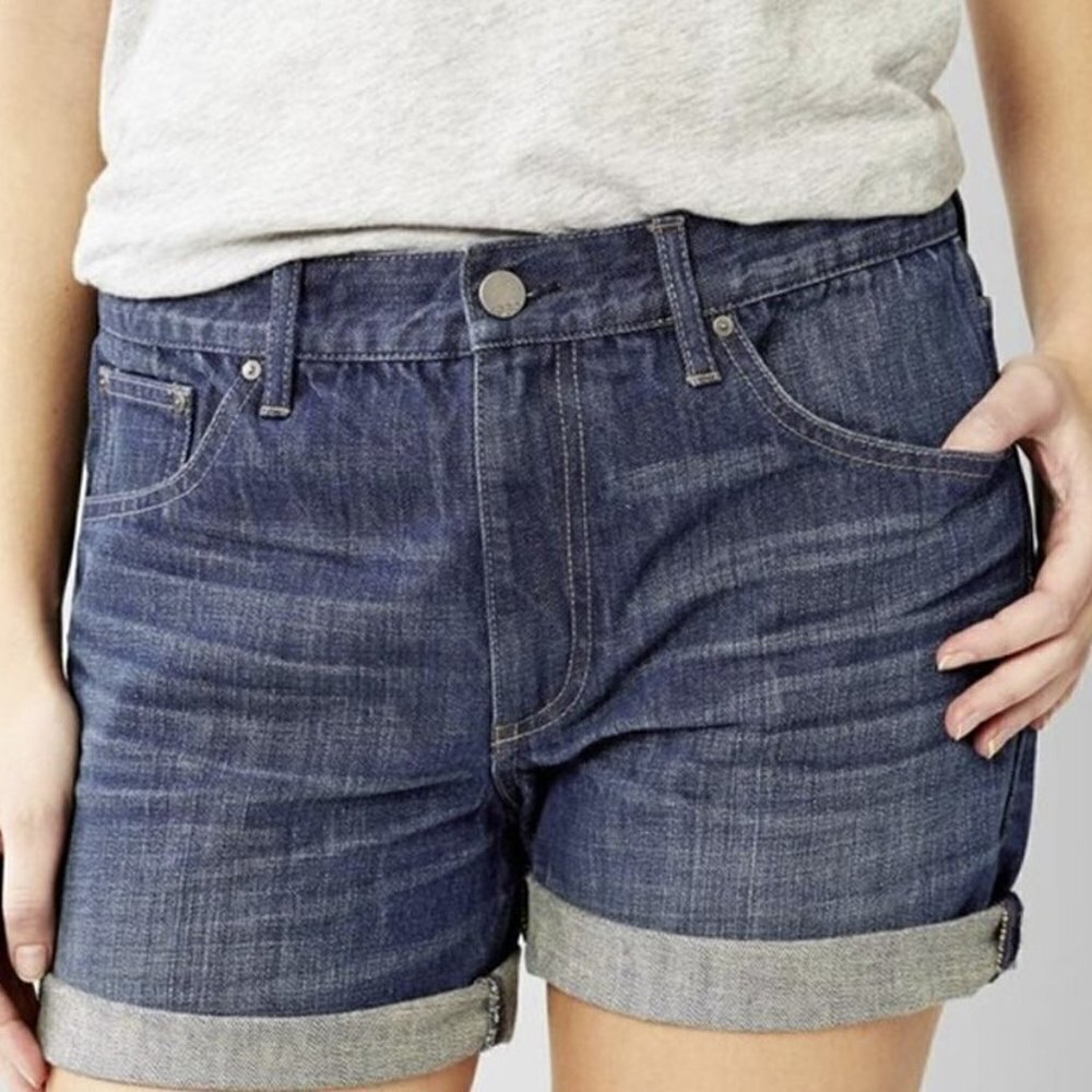 💎307 GAP Boyfriend High Waist Rolled Hem Jean Shorts